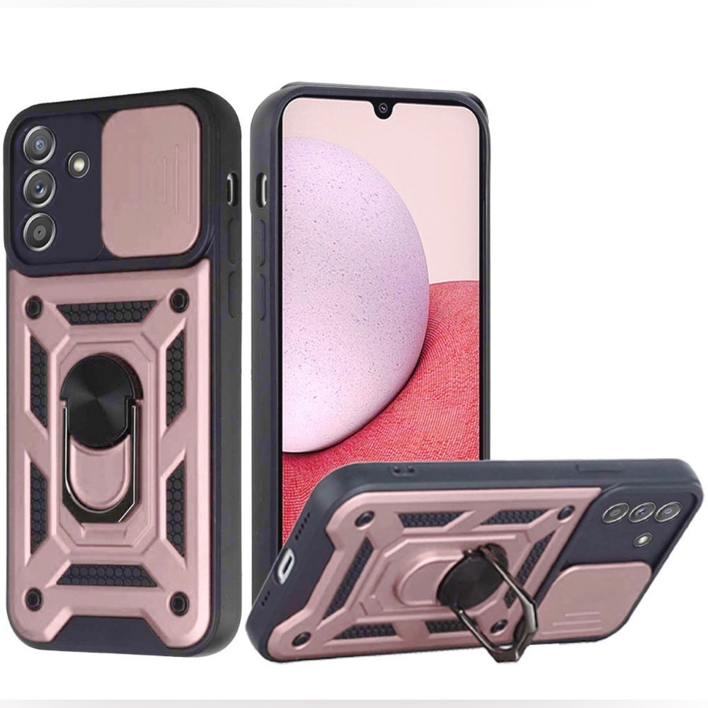 Samsung A14 5G Camera Push Magnetic Ring Stand Hybrid Case